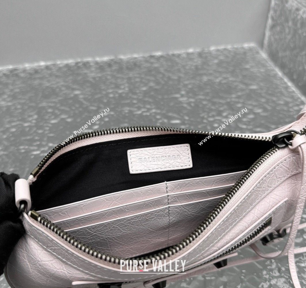 Balenciaga Le City Moto Small Shoulder Bag in Arena Storico Lambskin Petal Pink 2025 92601 (JM-251120103)