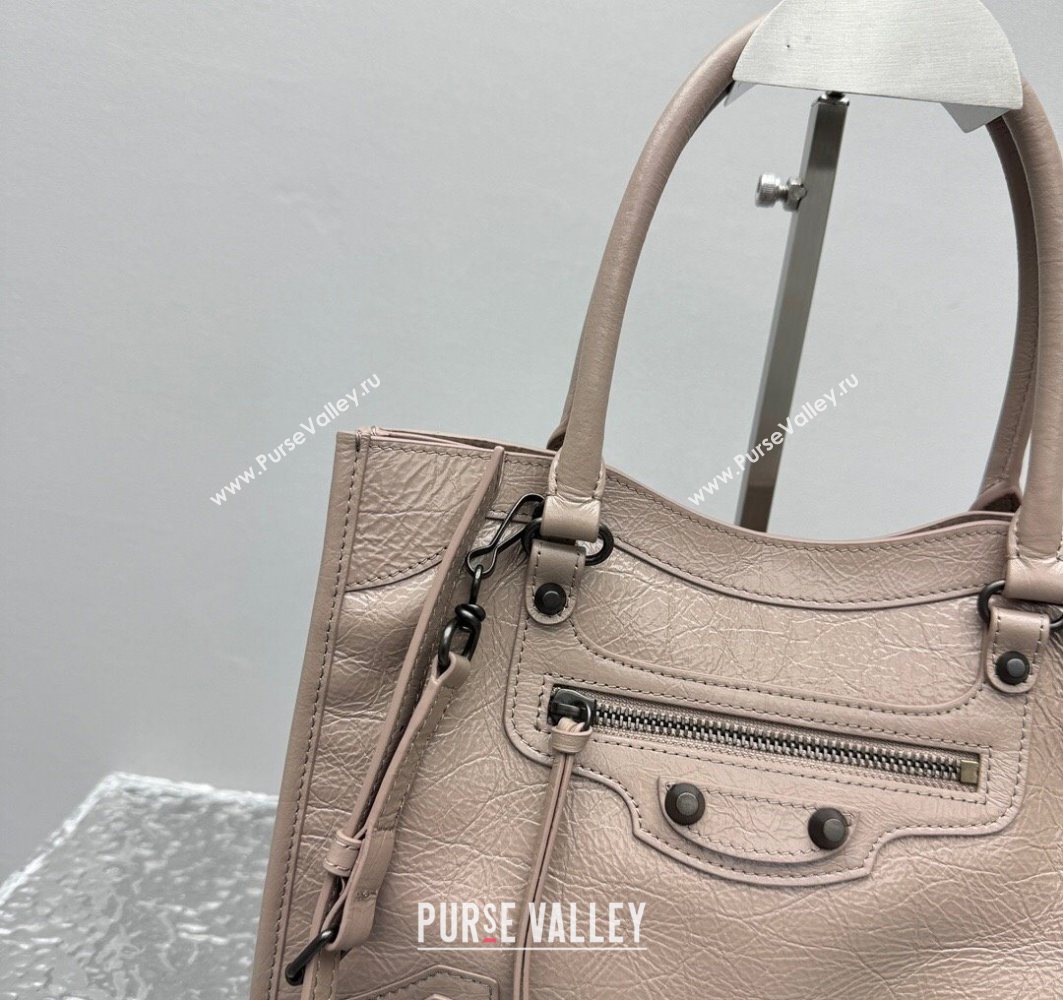 Balenciaga Le City Tote Bag Small in Arena Storico Lambskin Sesame Beige 2025 1029 (JM-251120114)