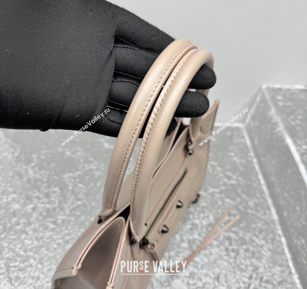 Balenciaga Le City Tote Bag Small in Arena Storico Lambskin Sesame Beige 2025 1029 (JM-251120114)