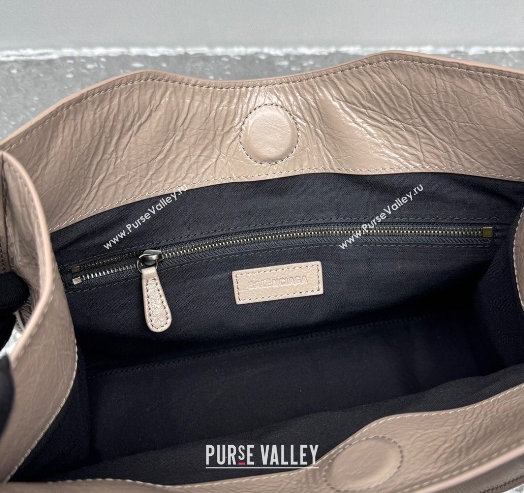 Balenciaga Le City Tote Bag Small in Arena Storico Lambskin Sesame Beige 2025 1029 (JM-251120114)