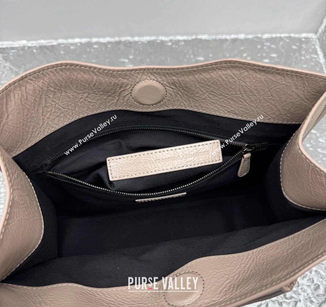 Balenciaga Le City Tote Bag Small in Arena Storico Lambskin Sesame Beige 2025 1029 (JM-251120114)