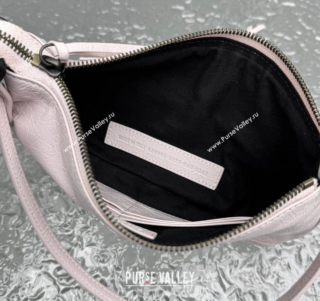 Balenciaga Le City Moto Small Shoulder Bag in Arena Storico Lambskin Petal Pink 2025 92601 (JM-251120103)