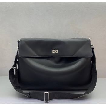 Balenciaga Mens Rodeo Messenger Bag in black smooth calfskin, aged-silver hardware 2025 (JM-251120116)