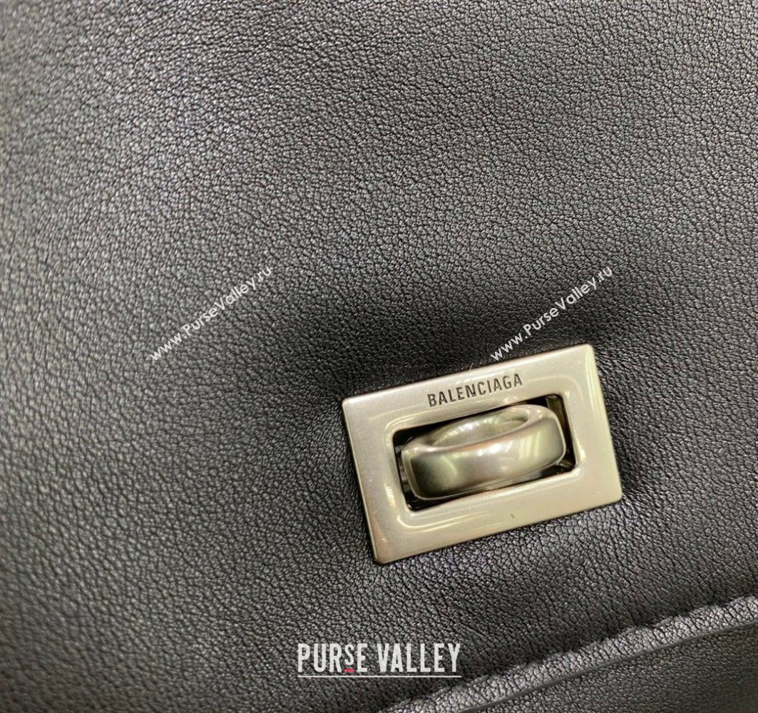 Balenciaga Mens Rodeo Messenger Bag in black smooth calfskin, aged-silver hardware 2025 (JM-251120116)