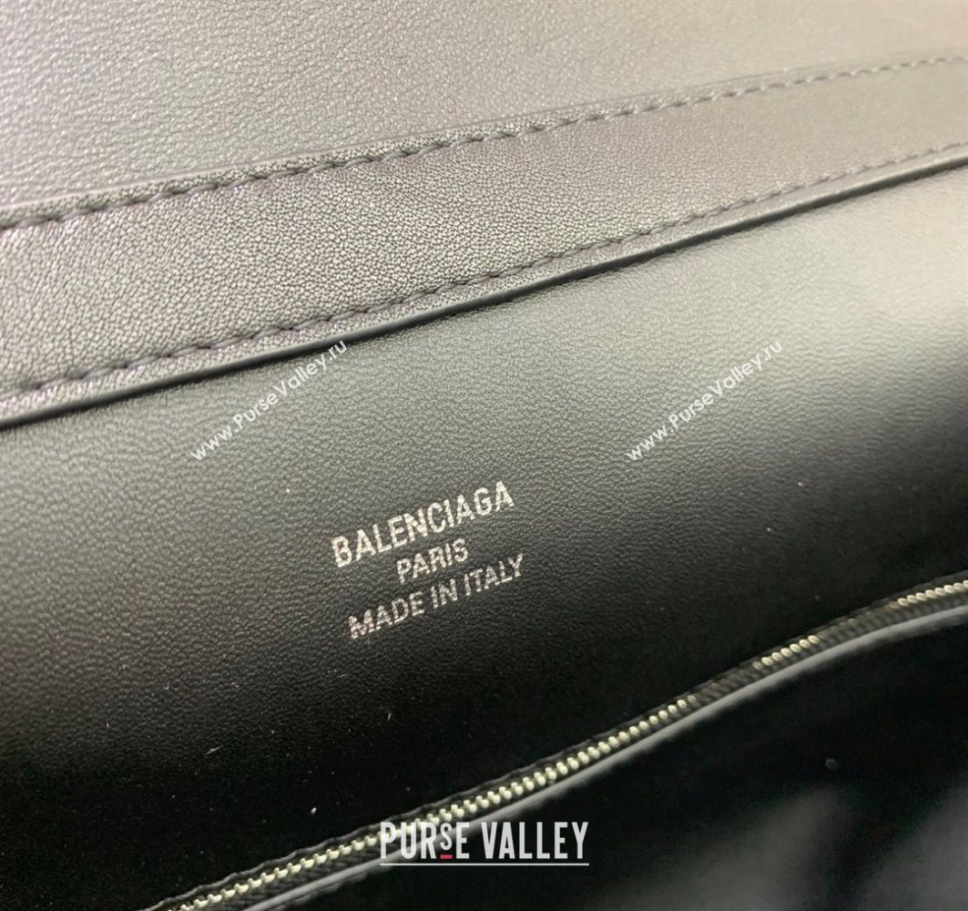 Balenciaga Mens Rodeo Messenger Bag in black smooth calfskin, aged-silver hardware 2025 (JM-251120116)