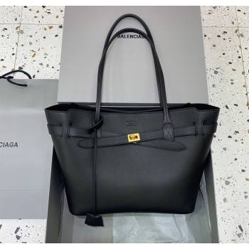Balenciaga Bel Air Tote Bag Medium in black smooth calfskin, aged-gold hardware 2025 1120 (JM-251120117)