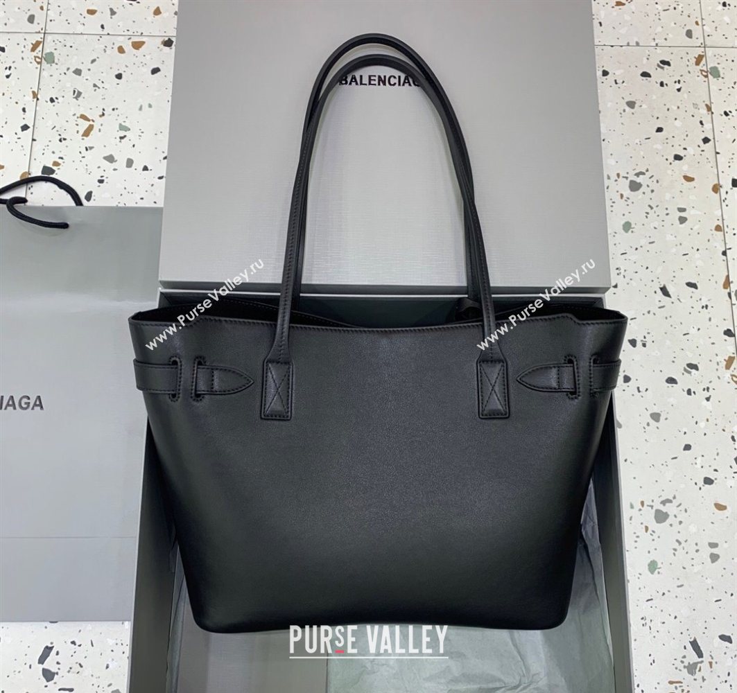 Balenciaga Bel Air Tote Bag Medium in black smooth calfskin, aged-gold hardware 2025 1120 (JM-251120117)