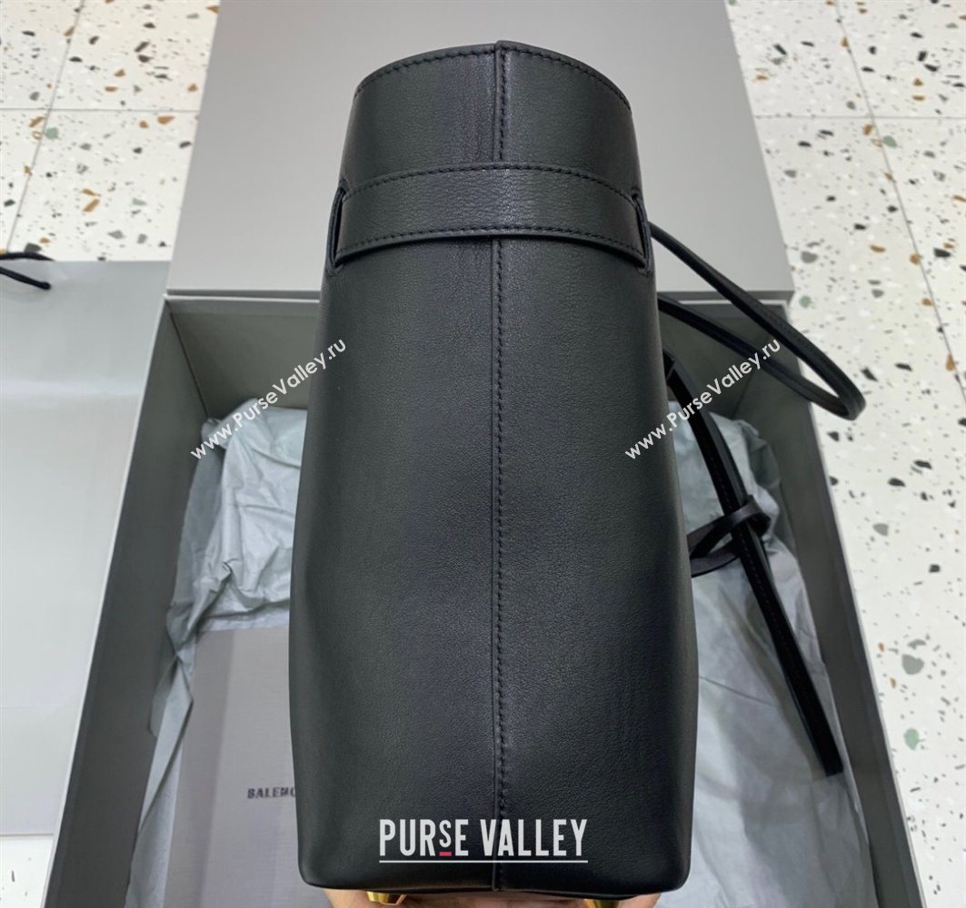 Balenciaga Bel Air Tote Bag Medium in black smooth calfskin, aged-gold hardware 2025 1120 (JM-251120117)