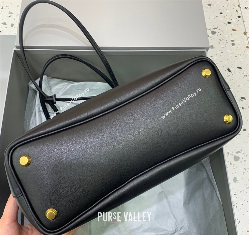 Balenciaga Bel Air Tote Bag Medium in black smooth calfskin, aged-gold hardware 2025 1120 (JM-251120117)