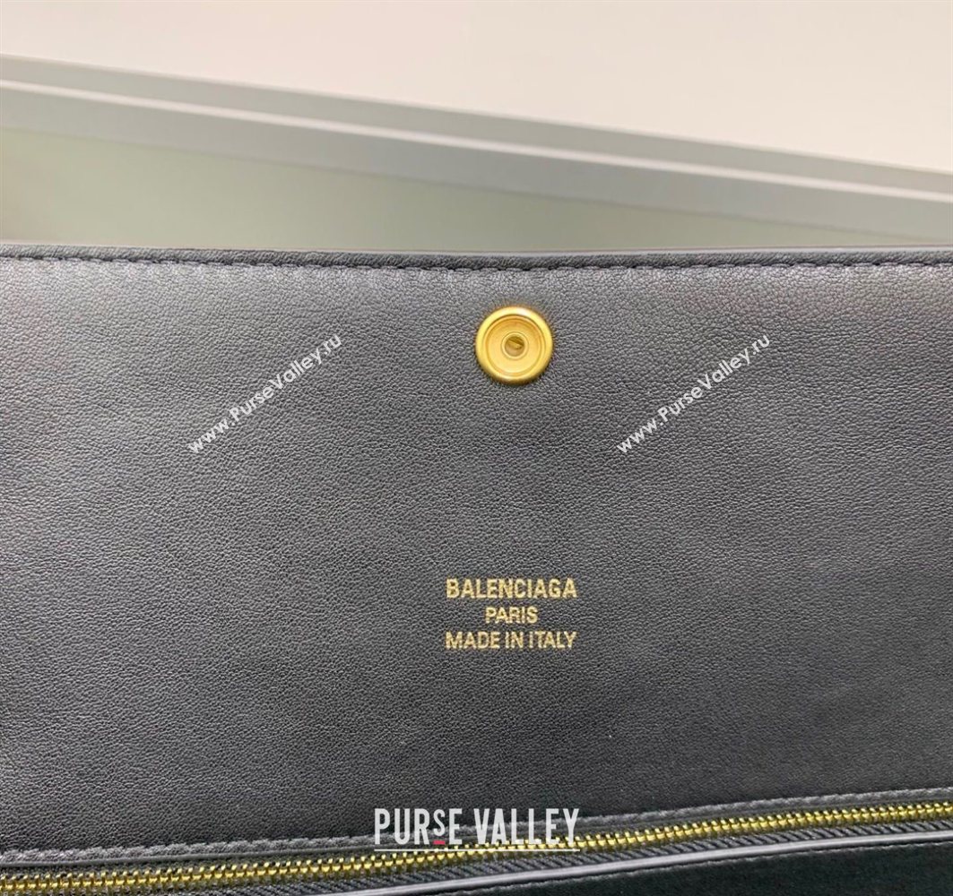 Balenciaga Bel Air Tote Bag Medium in black smooth calfskin, aged-gold hardware 2025 1120 (JM-251120117)