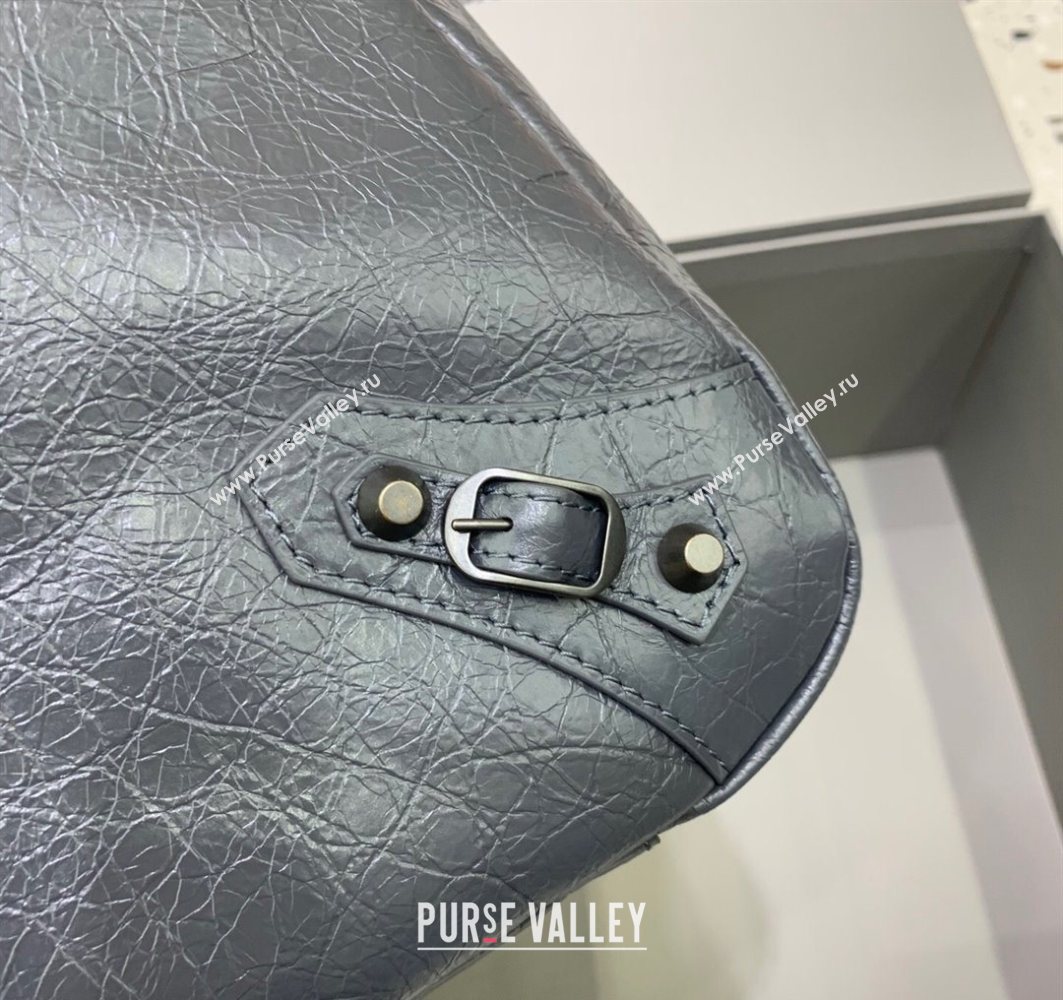 Balenciaga Le City Moto Medium Shoulder Bag in Arena Storico Lambskin Grey 2025 92601 (JM-251120105)