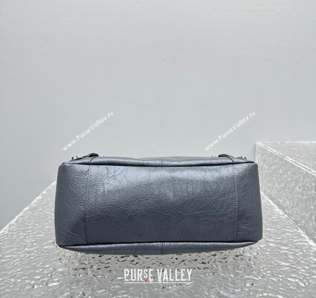 Balenciaga Le City Moto Small Shoulder Bag in Arena Storico Lambskin Grey 2025 92601 (JM-251120104)