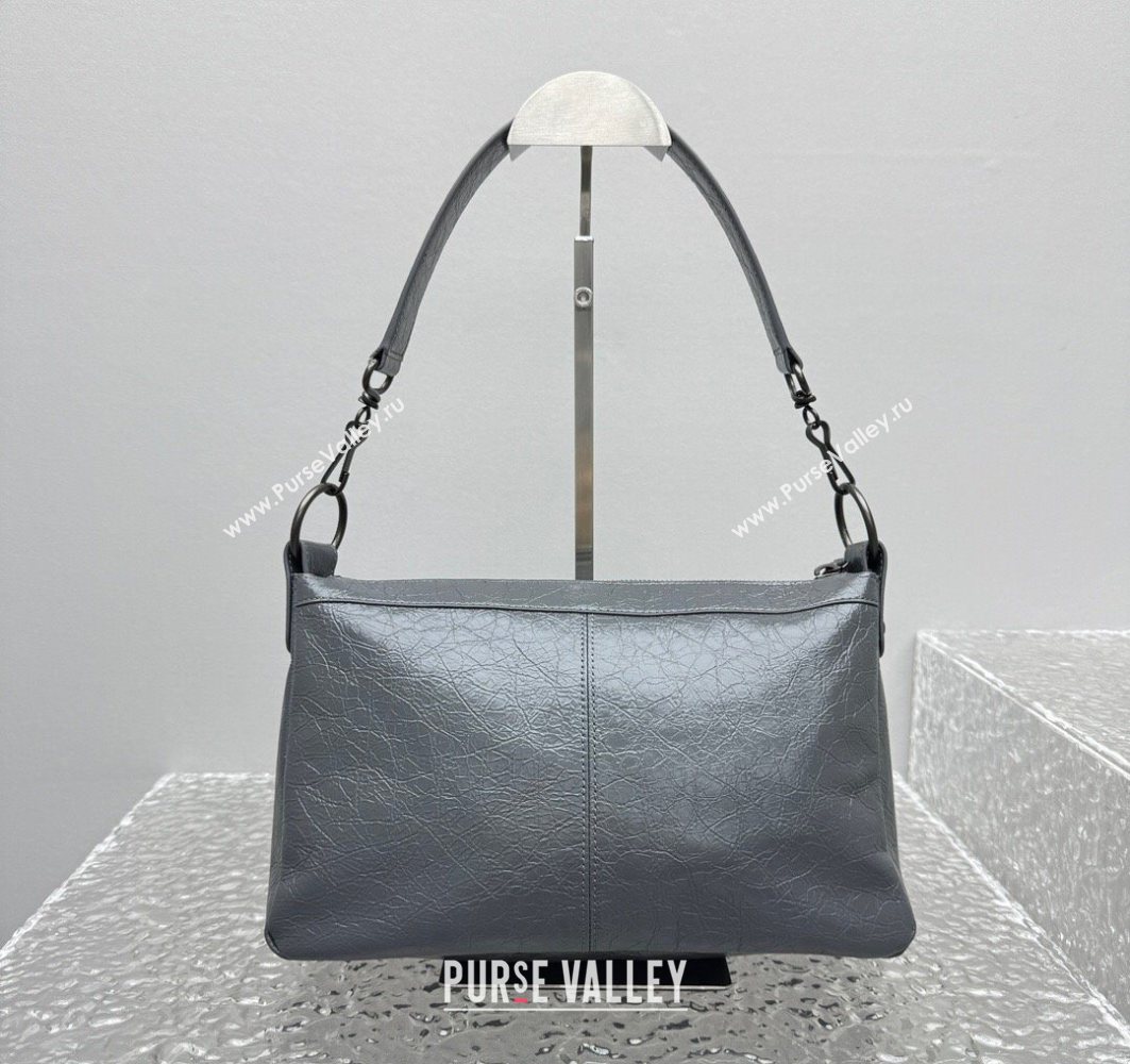 Balenciaga Le City Moto Small Shoulder Bag in Arena Storico Lambskin Grey 2025 92601 (JM-251120104)