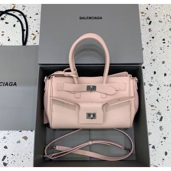 Balenciaga Bel Air Carry All Tote Bag Mini in smooth calfskin, aged-silver hardware Petal Pink 2025 11120 (JM-251120118)