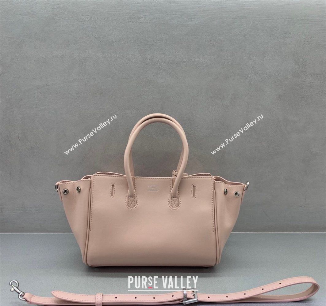 Balenciaga Bel Air Carry All Tote Bag Mini in smooth calfskin, aged-silver hardware Petal Pink 2025 11120 (JM-251120118)
