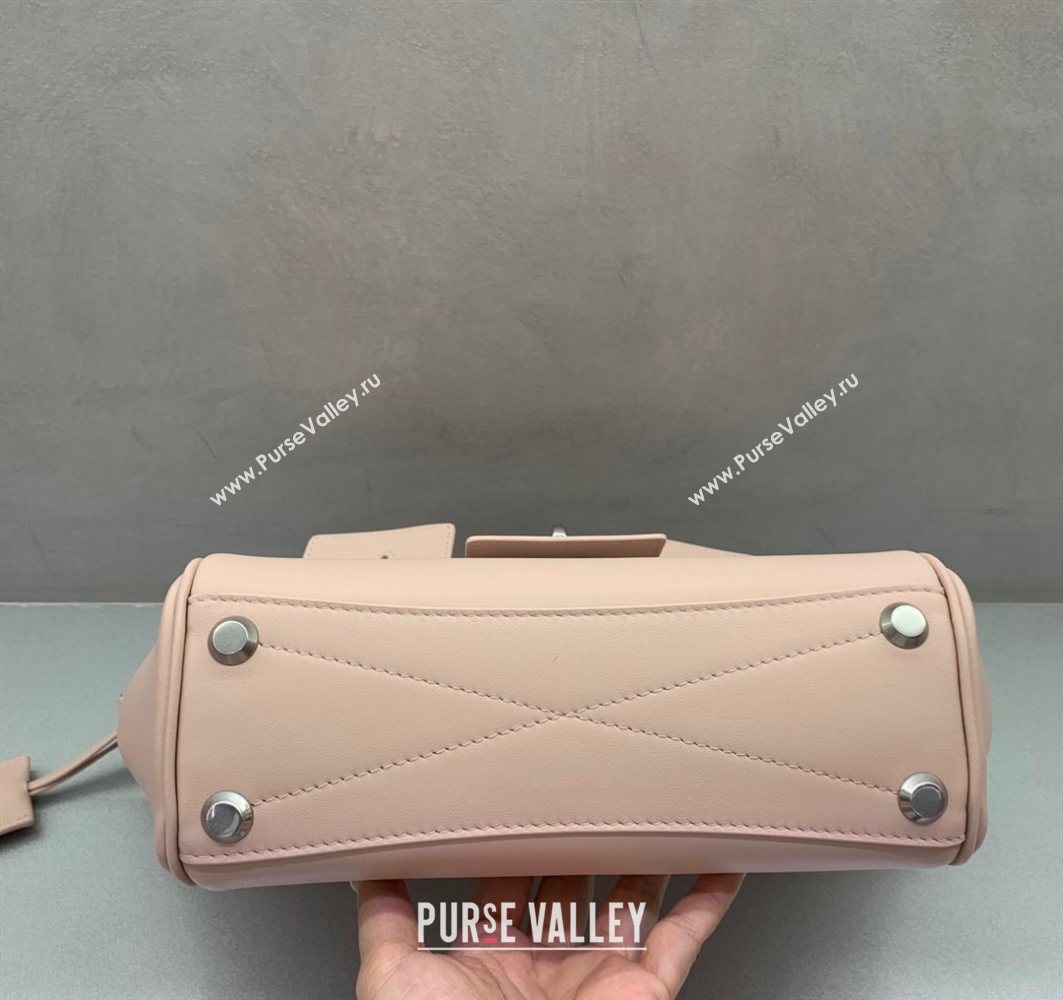 Balenciaga Bel Air Carry All Tote Bag Mini in smooth calfskin, aged-silver hardware Petal Pink 2025 11120 (JM-251120118)