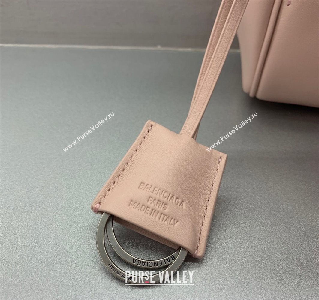 Balenciaga Bel Air Carry All Tote Bag Mini in smooth calfskin, aged-silver hardware Petal Pink 2025 11120 (JM-251120118)
