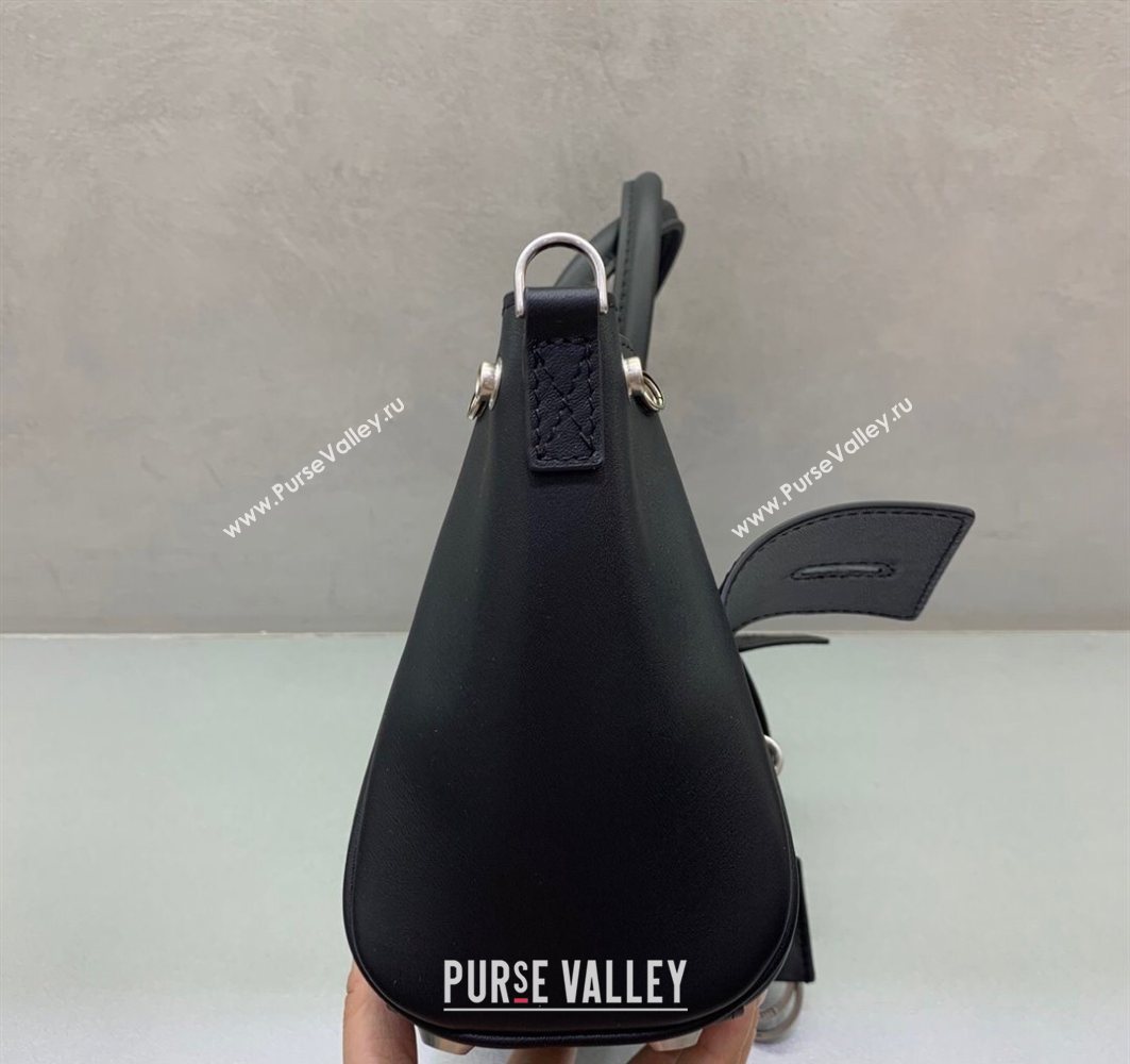 Balenciaga Bel Air Carry All Tote Bag Mini in smooth calfskin, aged-silver hardware Black 2025 11120 (JM-251120120)