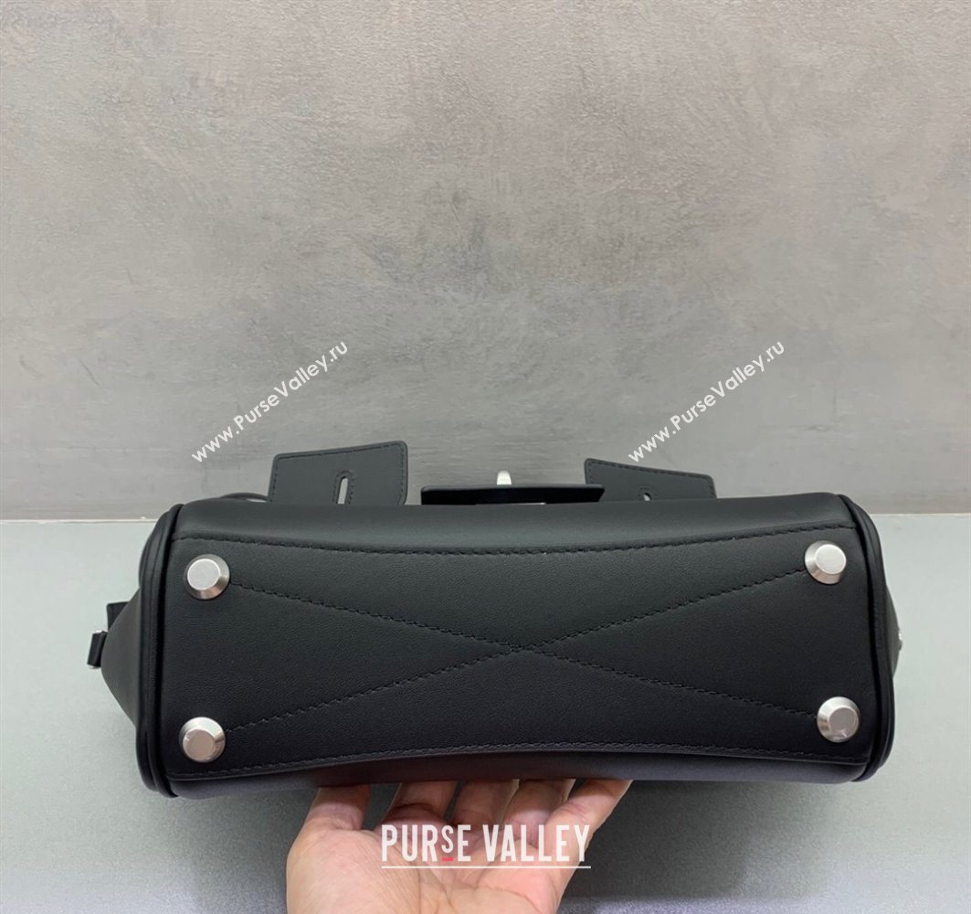 Balenciaga Bel Air Carry All Tote Bag Mini in smooth calfskin, aged-silver hardware Black 2025 11120 (JM-251120120)