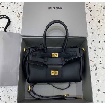 Balenciaga Bel Air Carry All Tote Bag Mini in smooth calfskin, aged-gold hardware Black 2025 11120 (JM-251120121)