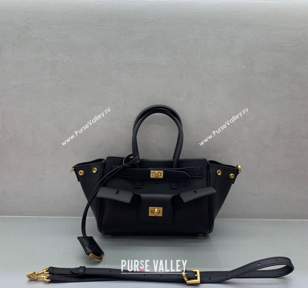 Balenciaga Bel Air Carry All Tote Bag Mini in smooth calfskin, aged-gold hardware Black 2025 11120 (JM-251120121)