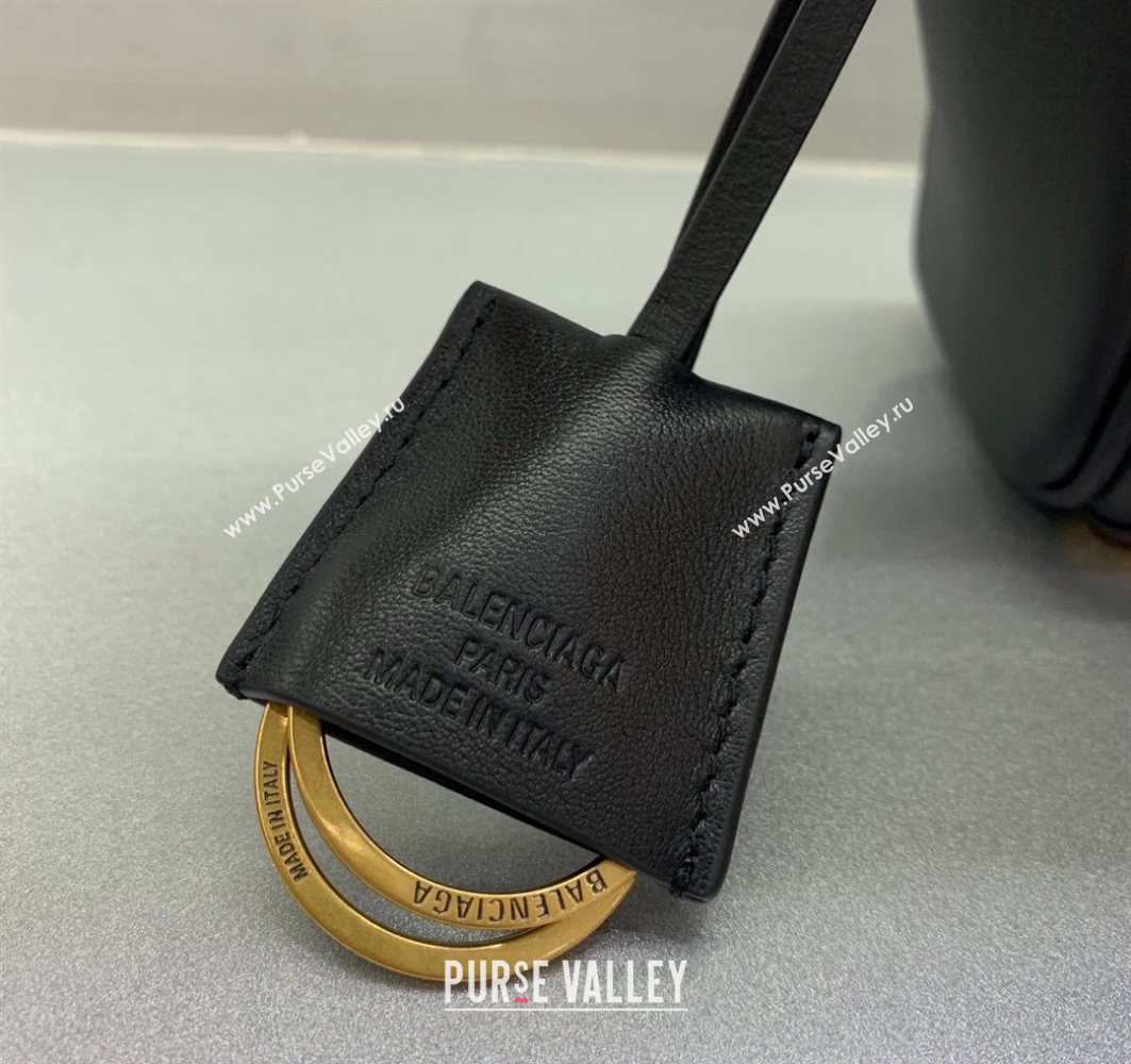 Balenciaga Bel Air Carry All Tote Bag Mini in smooth calfskin, aged-gold hardware Black 2025 11120 (JM-251120121)