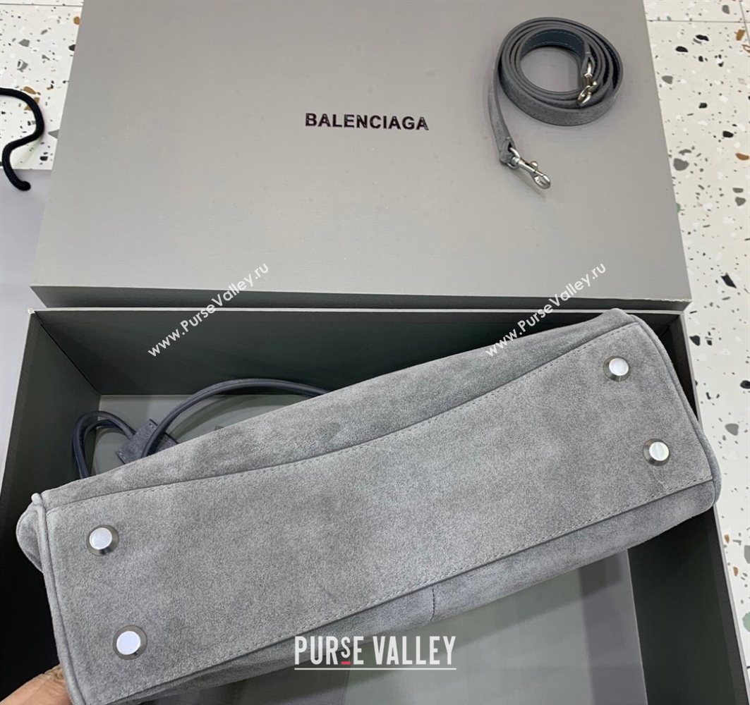 Balenciaga Rodeo Medium Handbag in grey suede, aged-silver hardware 2025 78972 (JM-251120122)