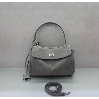 Balenciaga Rodeo Small Handbag in grey suede, aged-silver hardware 2025 78972 (JM-251120123)