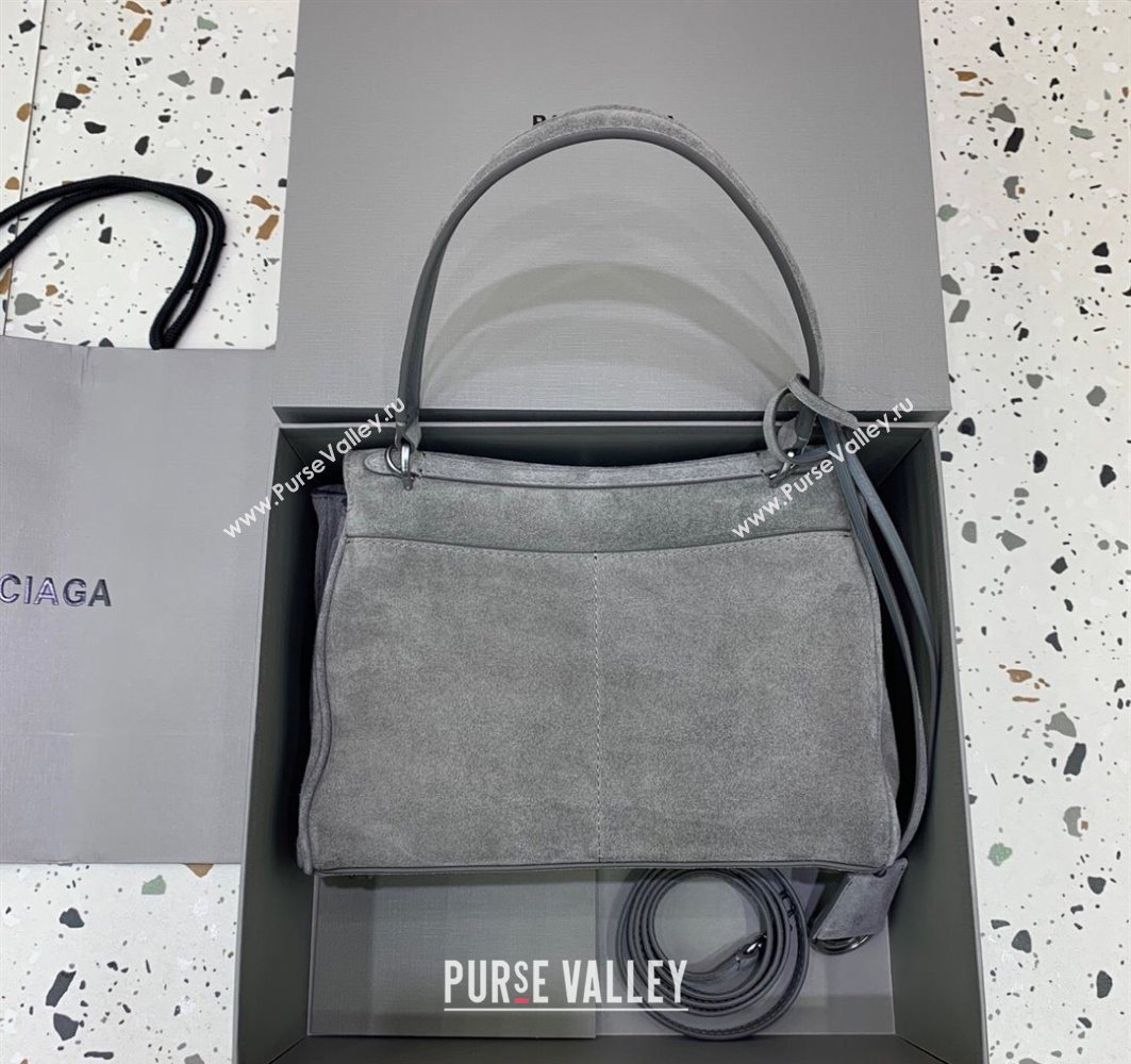 Balenciaga Rodeo Small Handbag in grey suede, aged-silver hardware 2025 78972 (JM-251120123)