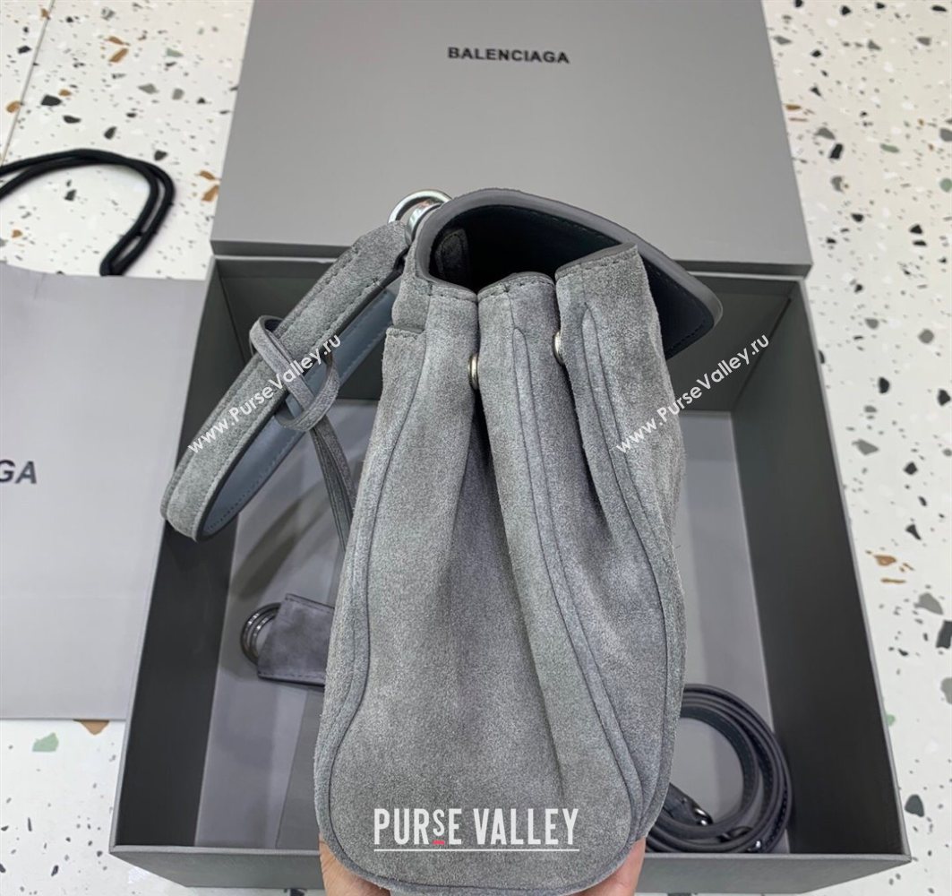 Balenciaga Rodeo Small Handbag in grey suede, aged-silver hardware 2025 78972 (JM-251120123)