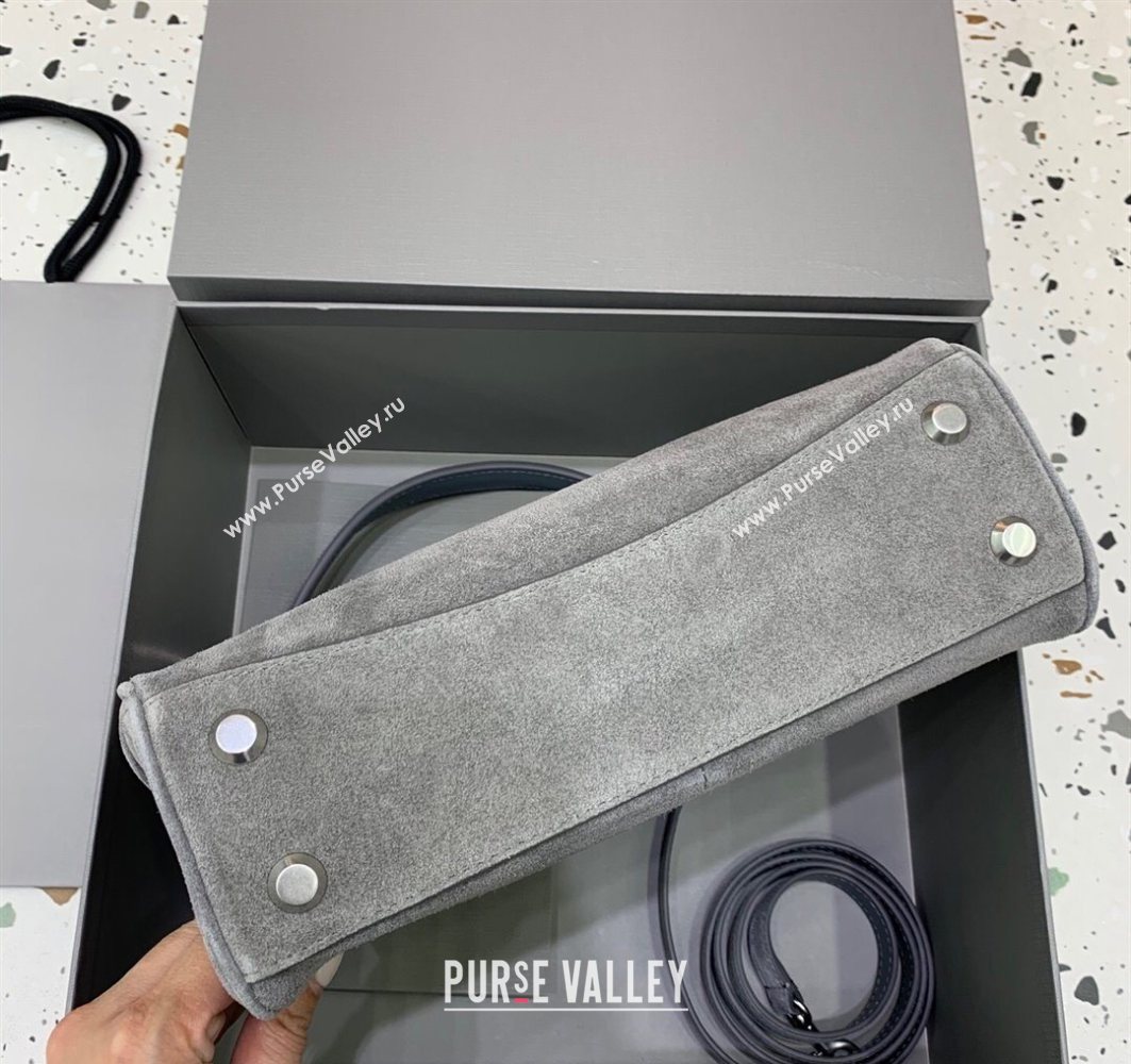 Balenciaga Rodeo Small Handbag in grey suede, aged-silver hardware 2025 78972 (JM-251120123)