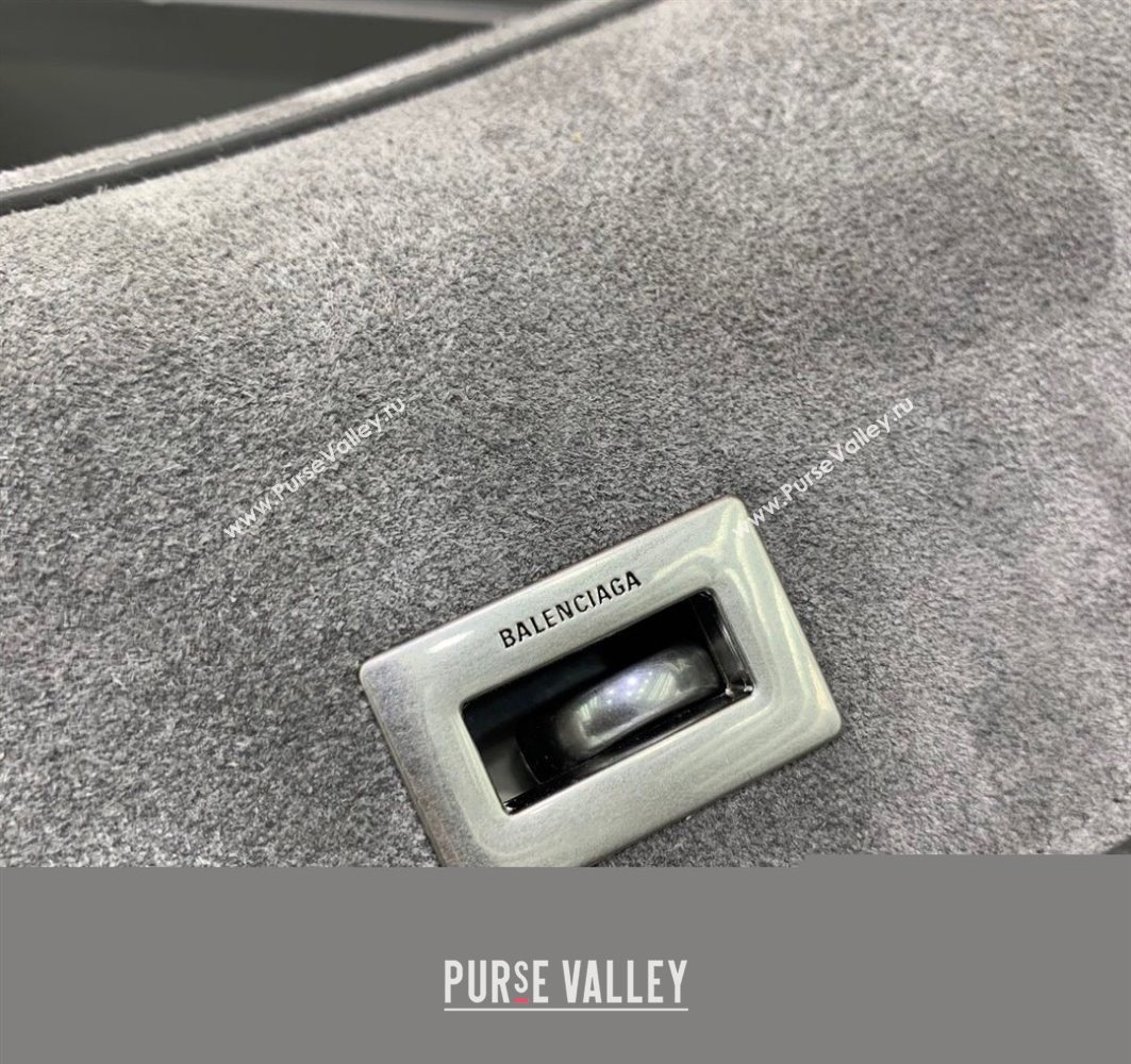 Balenciaga Rodeo Small Handbag in grey suede, aged-silver hardware 2025 78972 (JM-251120123)
