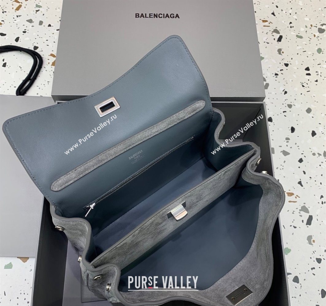 Balenciaga Rodeo Small Handbag in grey suede, aged-silver hardware 2025 78972 (JM-251120123)