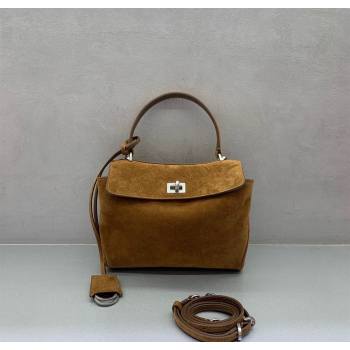 Balenciaga Rodeo Mini Handbag in camel suede, aged-silver hardware 2025 78972 (JM-251120124)