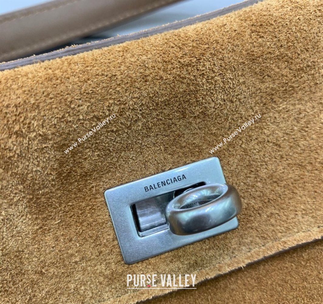 Balenciaga Rodeo Mini Handbag in camel suede, aged-silver hardware 2025 78972 (JM-251120124)