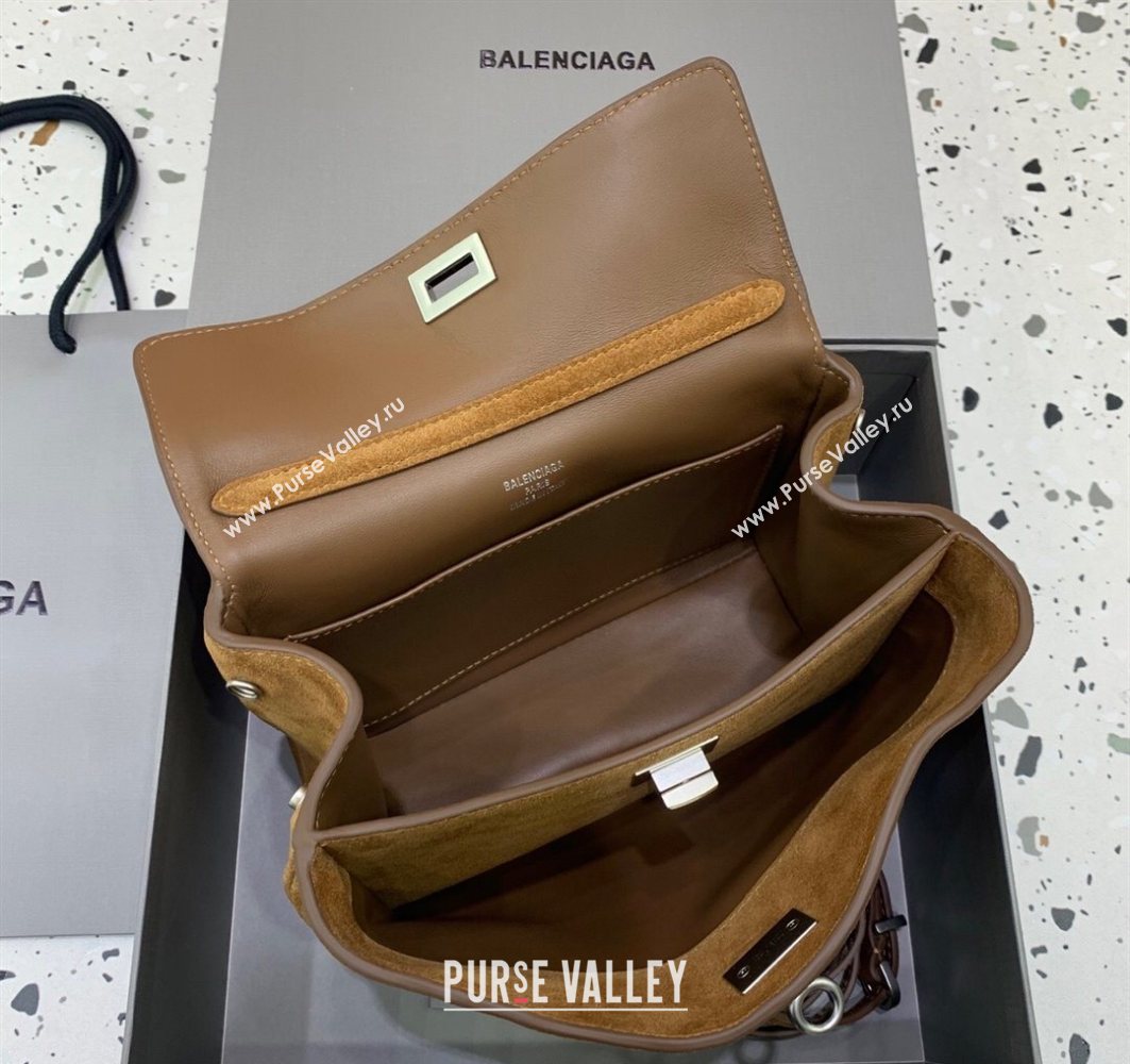 Balenciaga Rodeo Mini Handbag in camel suede, aged-silver hardware 2025 78972 (JM-251120124)