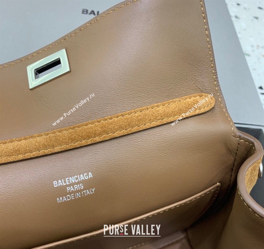 Balenciaga Rodeo Mini Handbag in camel suede, aged-silver hardware 2025 78972 (JM-251120124)