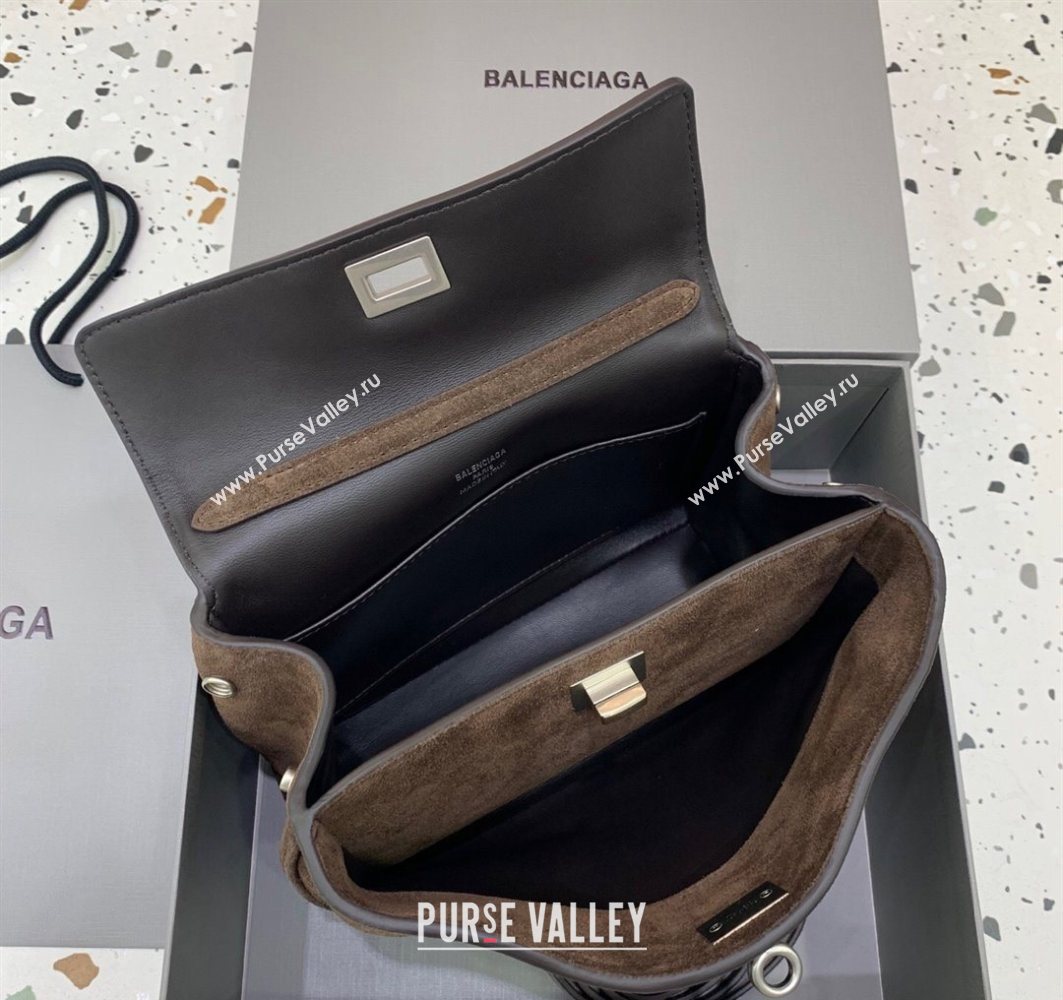Balenciaga Rodeo Mini Handbag in dark coffee suede, aged-silver hardware 2025 78972 (JM-251120125)