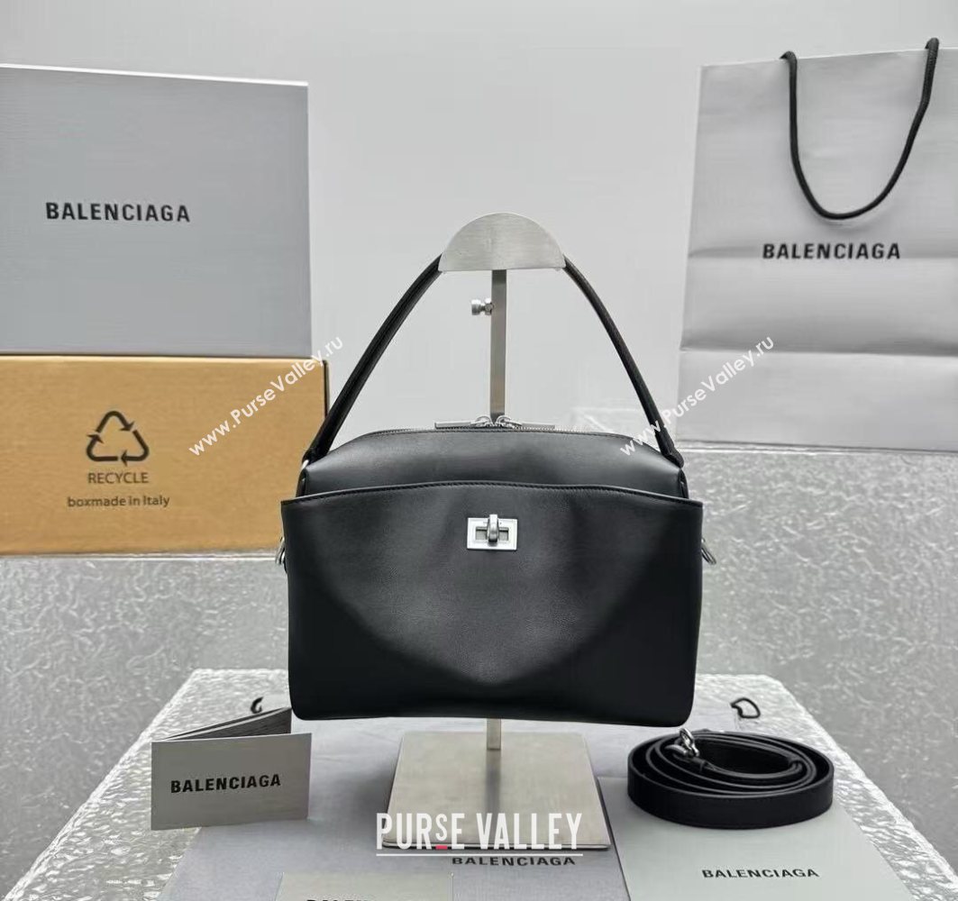 Balenciaga Mens Rodeo Camera Bag in black smooth calfskin, aged-silver hardware 2025 (JM-251120134)