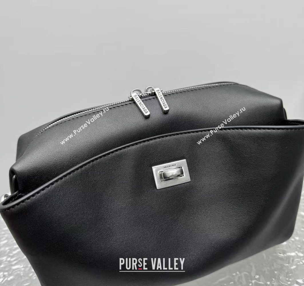 Balenciaga Mens Rodeo Camera Bag in black smooth calfskin, aged-silver hardware 2025 (JM-251120134)