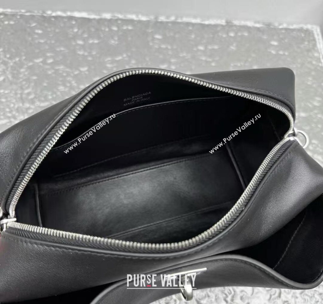 Balenciaga Mens Rodeo Camera Bag in black smooth calfskin, aged-silver hardware 2025 (JM-251120134)