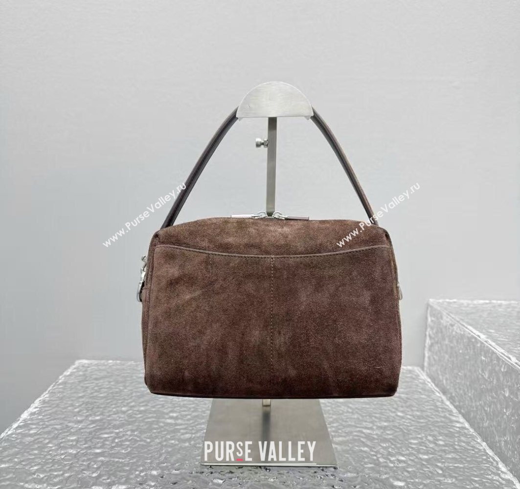 Balenciaga Mens Rodeo Camera Bag in brown suede, aged-silver hardware 2025 (JM-251120135)