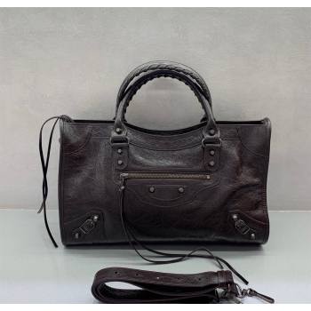 Balenciaga Le City Medium Bag in Arena Storico lambskin Coffee Brown 2025 1120 (JM-251120136)
