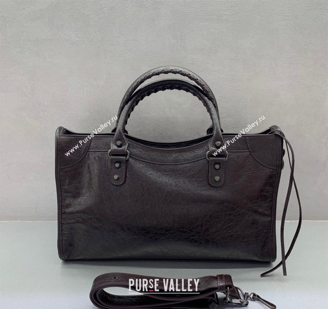 Balenciaga Le City Medium Bag in Arena Storico lambskin Coffee Brown 2025 1120 (JM-251120136)