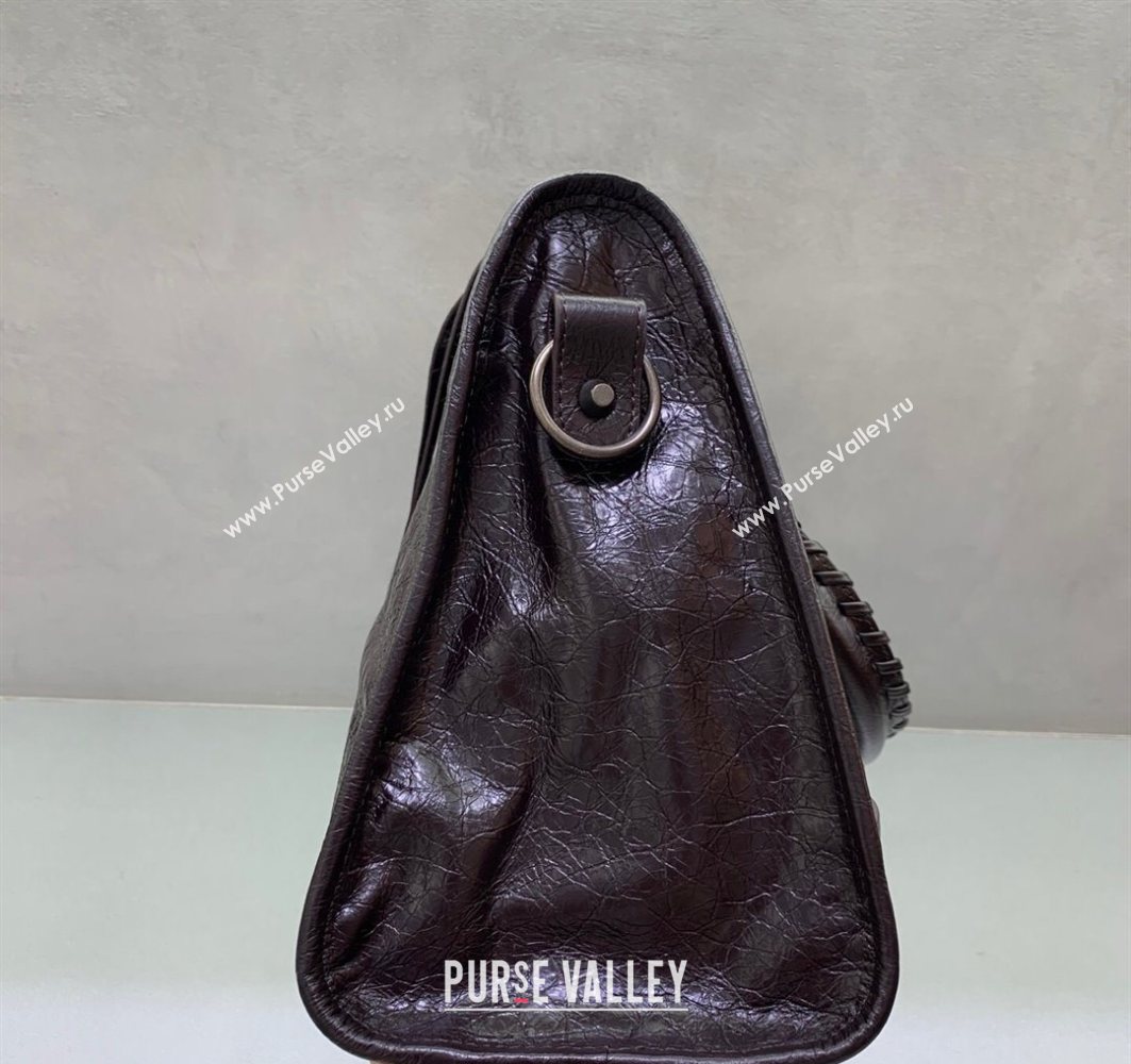 Balenciaga Le City Medium Bag in Arena Storico lambskin Coffee Brown 2025 1120 (JM-251120136)