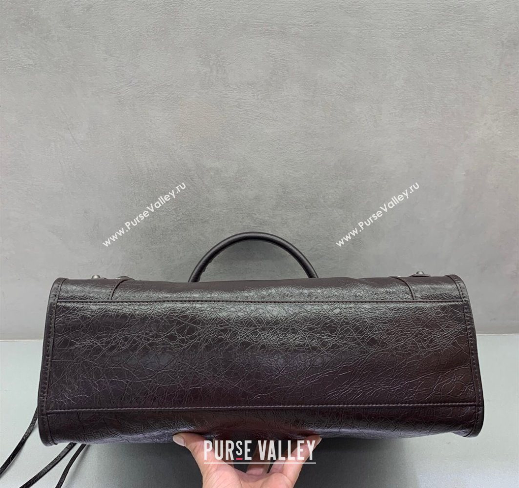 Balenciaga Le City Medium Bag in Arena Storico lambskin Coffee Brown 2025 1120 (JM-251120136)