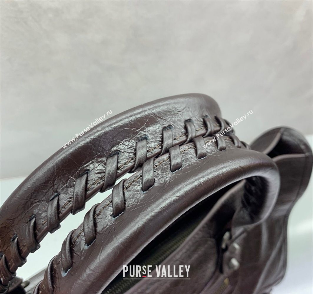 Balenciaga Le City Medium Bag in Arena Storico lambskin Coffee Brown 2025 1120 (JM-251120136)