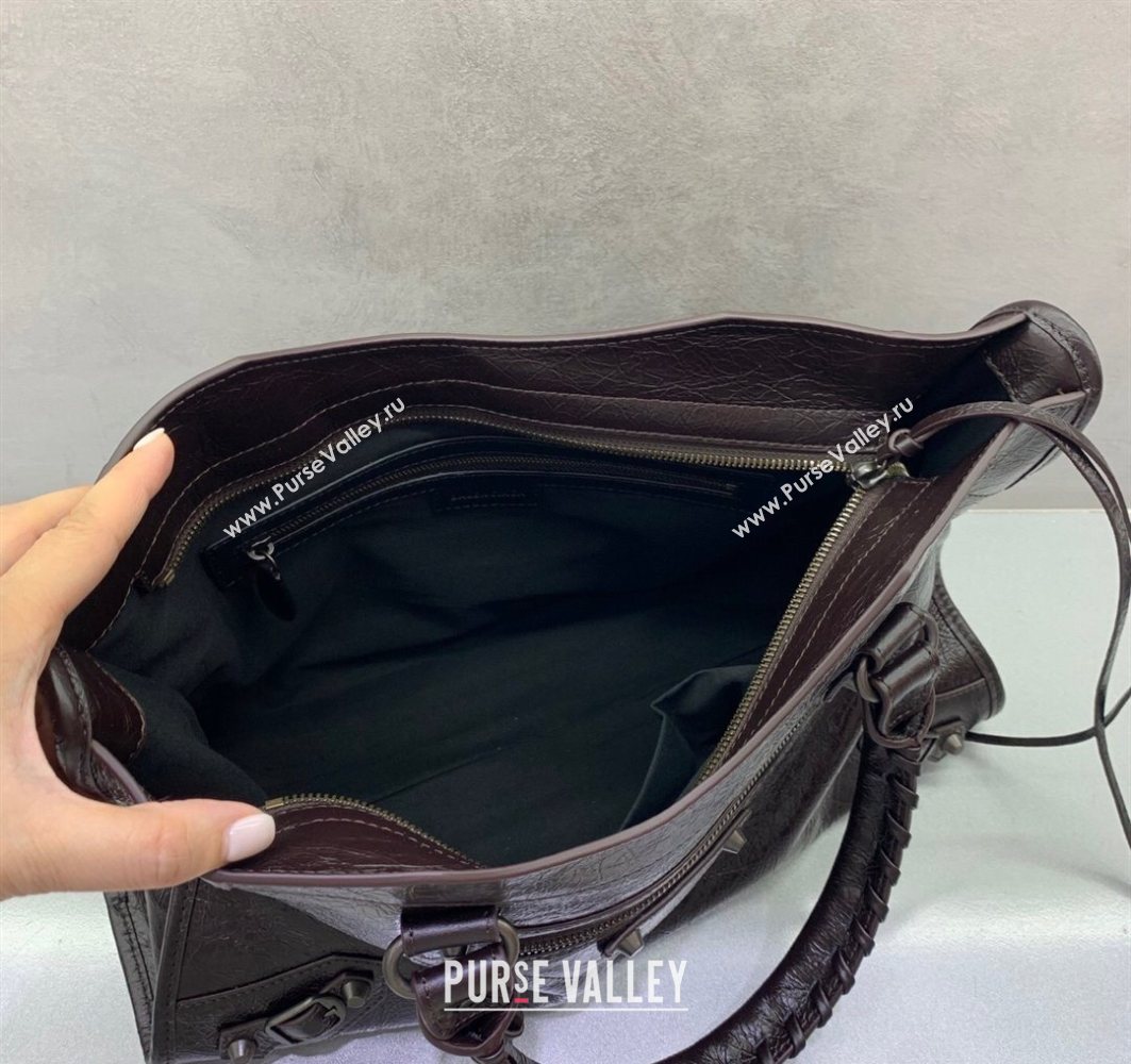 Balenciaga Le City Medium Bag in Arena Storico lambskin Coffee Brown 2025 1120 (JM-251120136)