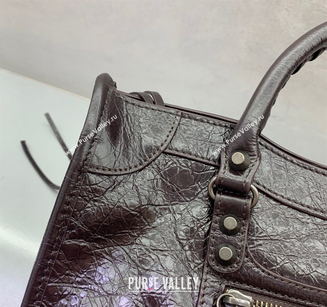 Balenciaga Le City Small Bag in Arena Storico lambskin Coffee 2025 1120 (JM-251120137)