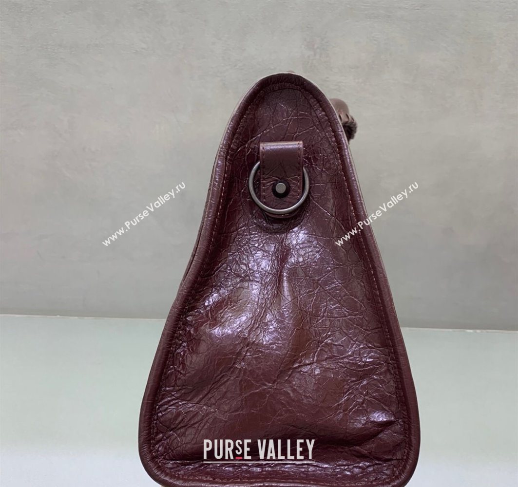 Balenciaga Le City Medium Bag in Arena Storico lambskin Burgundy 2025 0925 (JM-251120138)